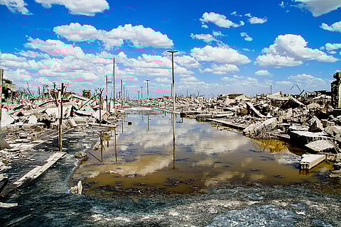 The abandoned city was under water for a long time